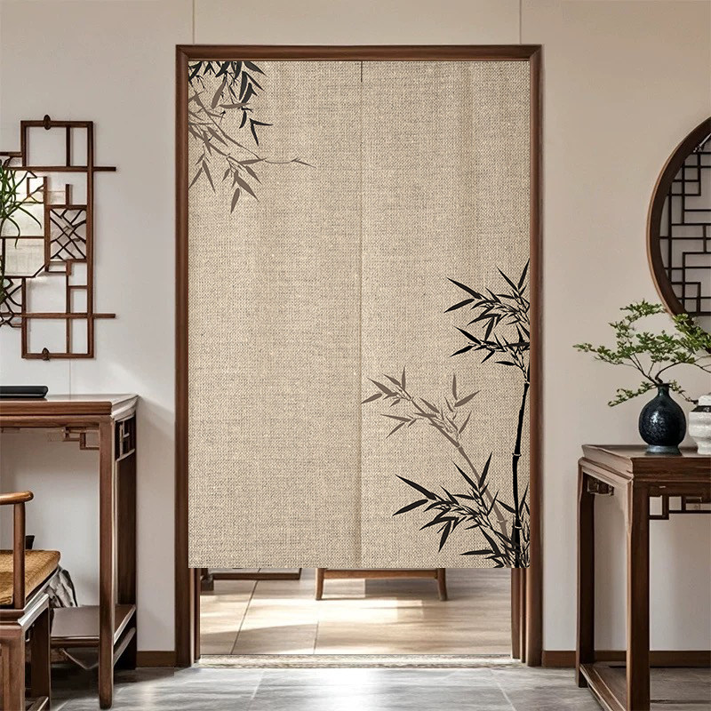 Noren Curtain Doorway - VIKAMA Ink Bamboo Noren Door Curtain