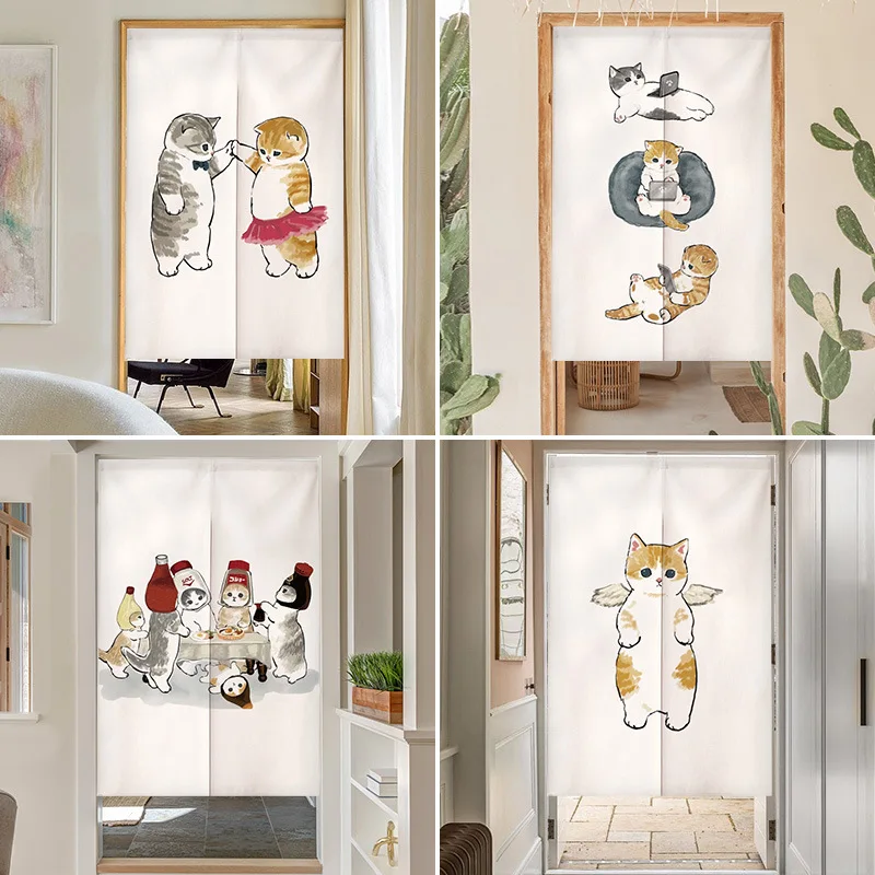 Noren Curtain Doorway - Funny Cat Japanese Door Curtain Noren