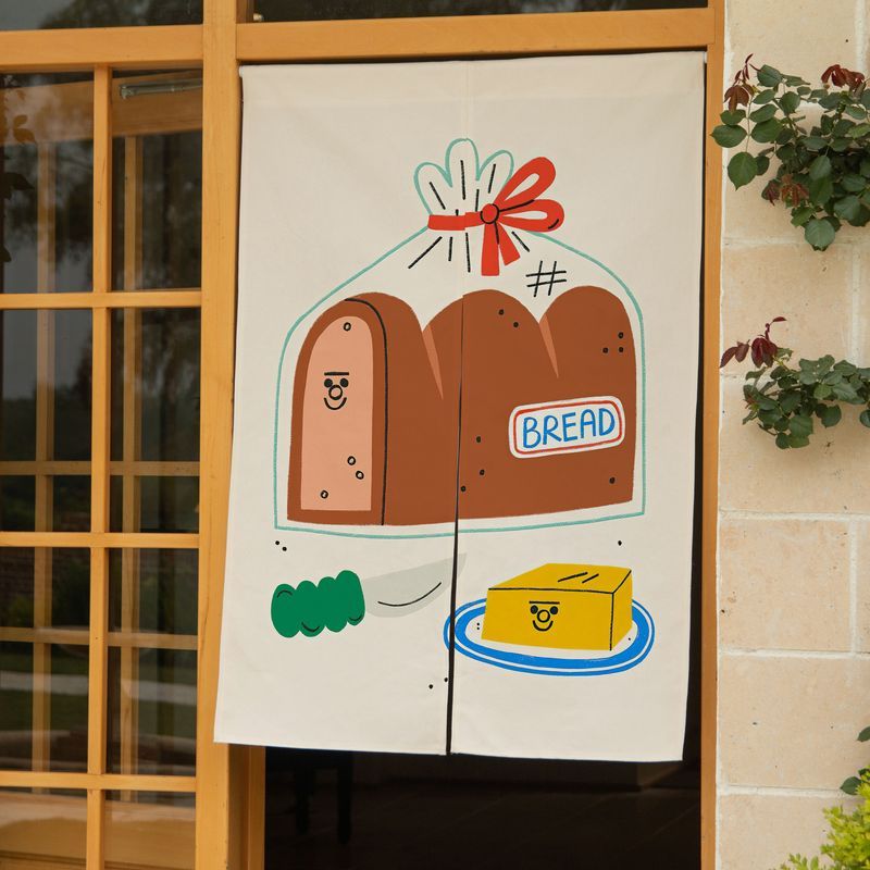 Noren Curtain Doorway - VIKAMA Cute Hand Drawn Bread Pack