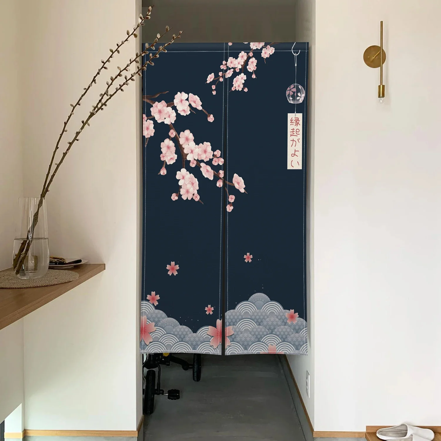 Noren Curtain Doorway - Cherry Blossom Door Curtain Japanese Printed