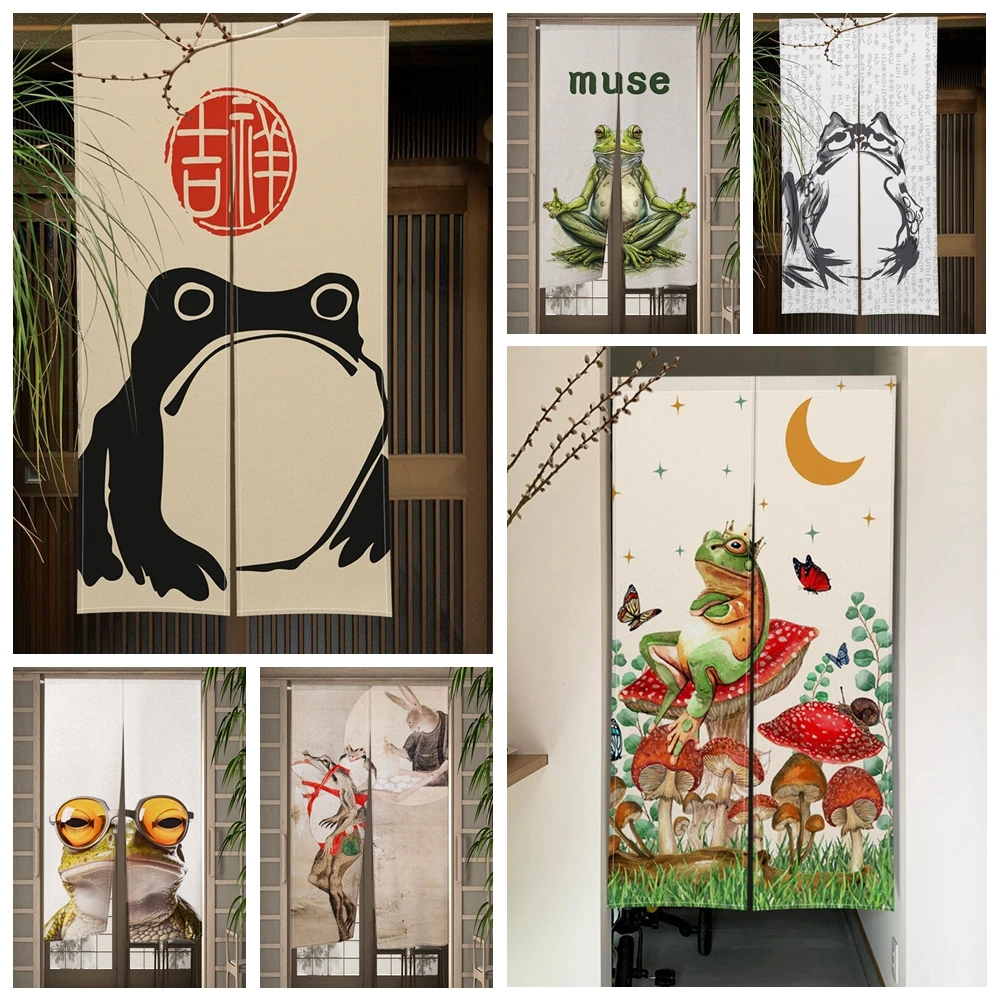 Noren Curtain Doorway - Japanese Door Curtain Frog Cartoon Animals
