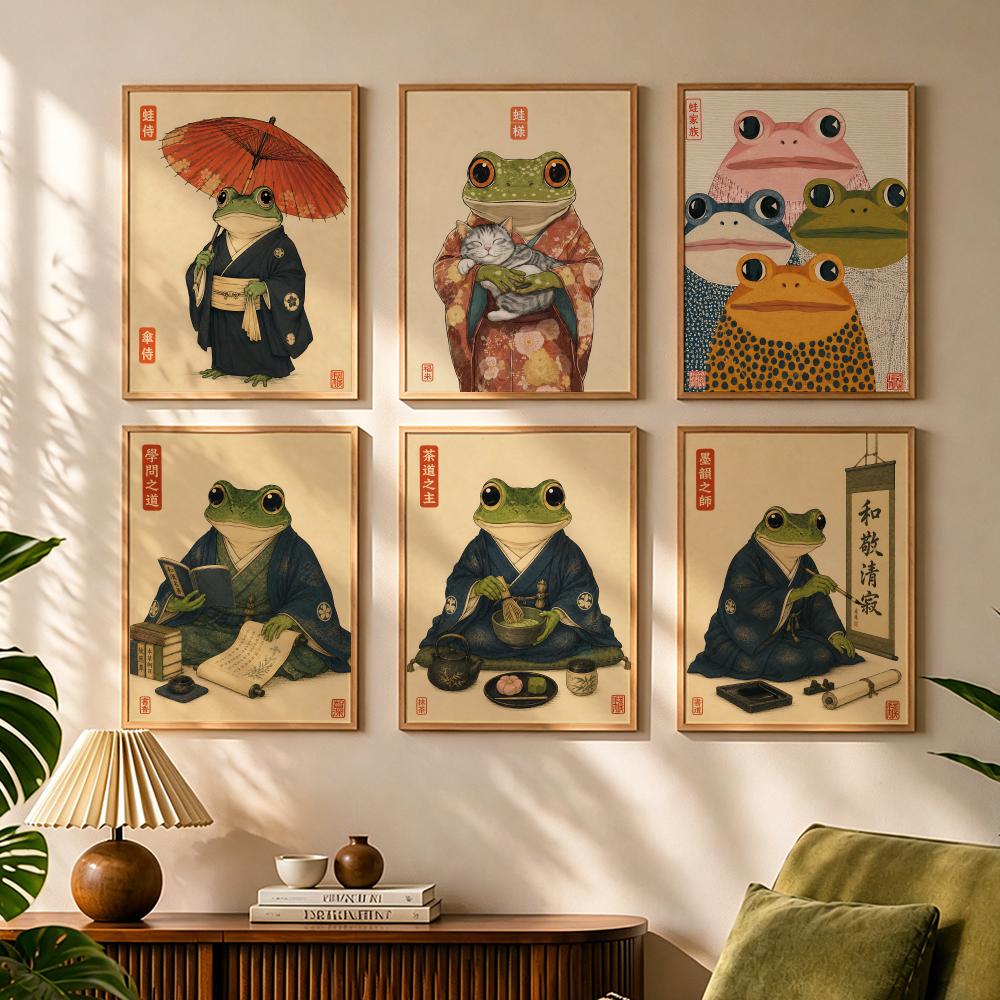 Japanese Living Lifestyle - Cultural Japanese Frog Lifestyle Painting Calligraphy