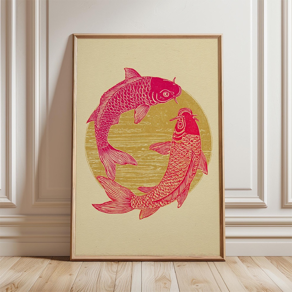 Gold Fish Poster Japanese Koi  - огляд і ціна Japanese Zen Lifestyle