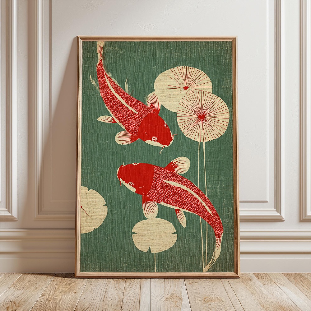 Gold Fish Poster Japanese Koi  - огляд і ціна Japanese Zen Lifestyle
