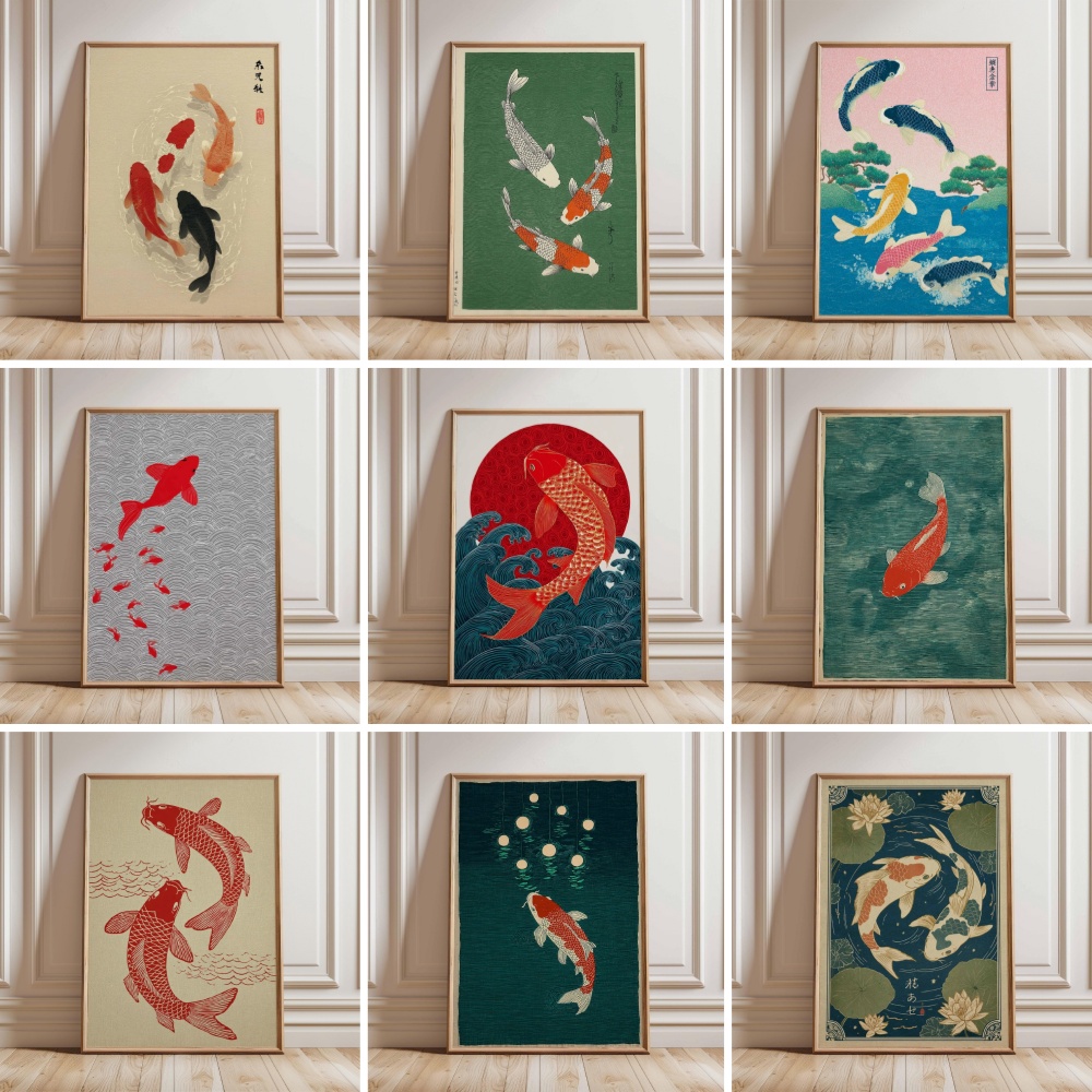 Japanese Koi Fish Poster Gold  - огляд і ціна Japanese Zen Lifestyle