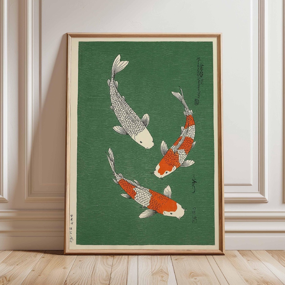 Japanese Koi Fish Poster Gold  - огляд і ціна Japanese Zen Lifestyle