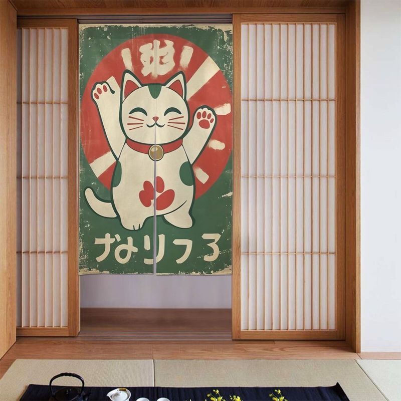 VIKAMA Retro Green Maneki Neko - огляд і ціна Noren Curtain Doorway